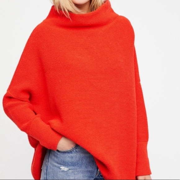 Free People slouchy ottoman tunic- size small- orange - Picture 2 of 7